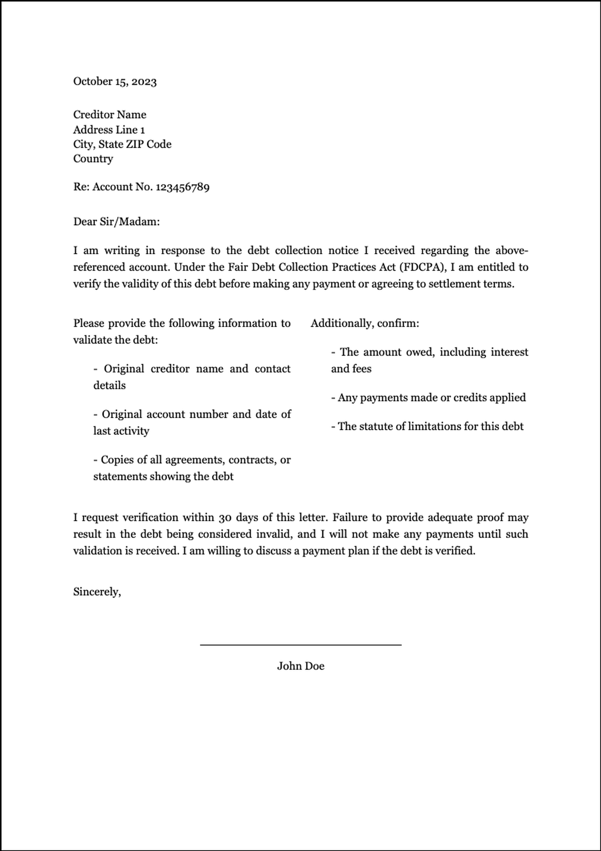 Sample hardship letter to creditor requesting debt settlement and credit report update_variant_3